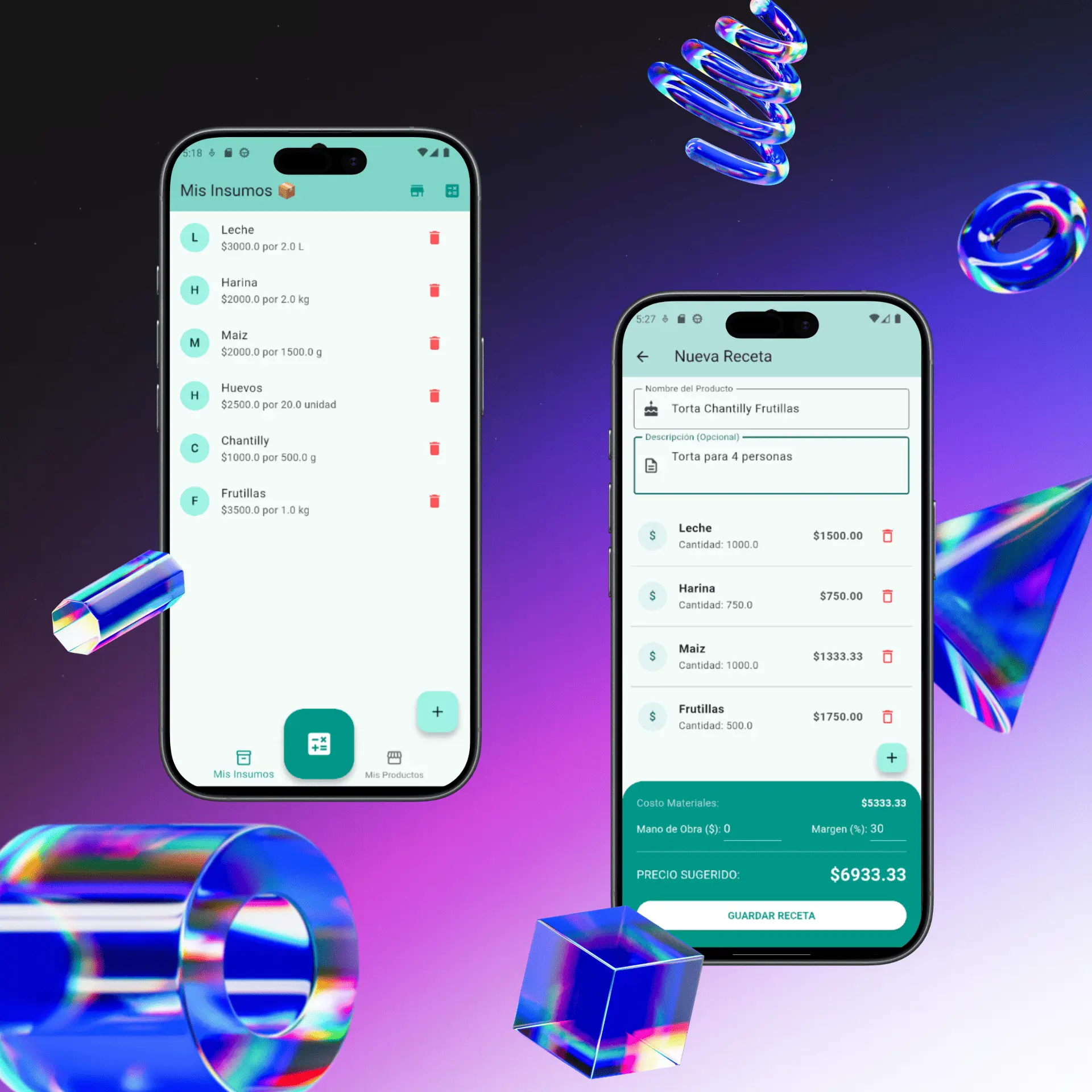 Captura de pantalla App CostoFacil