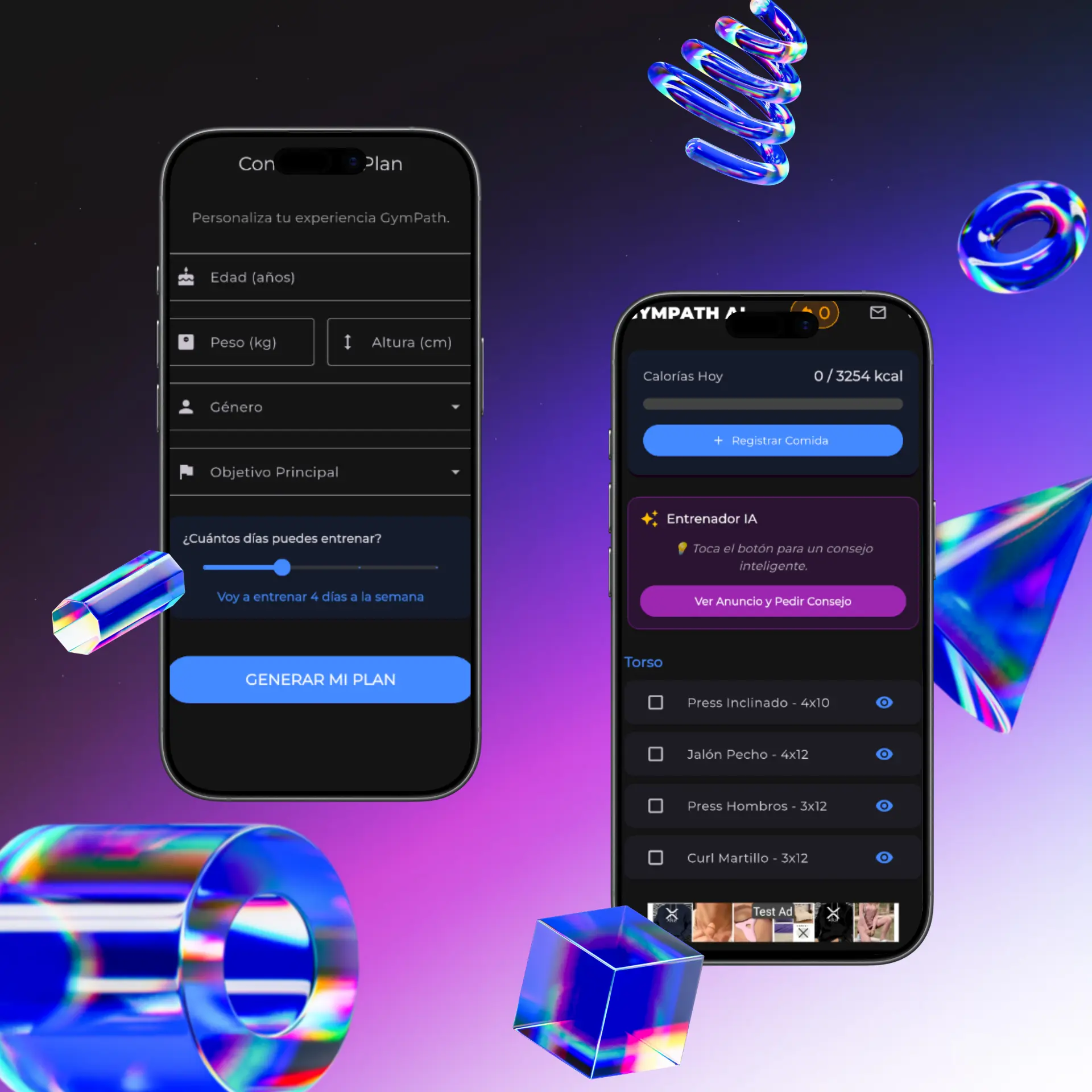 Captura de pantalla App Gympath AI